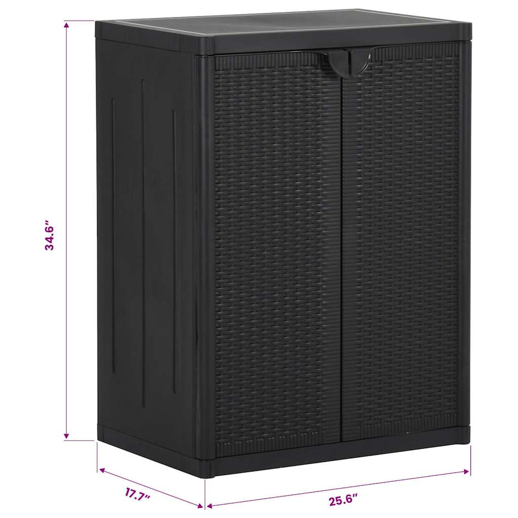 Vrtni ormarić za pohranu crni 65 x 45 x 88 cm PP ratan