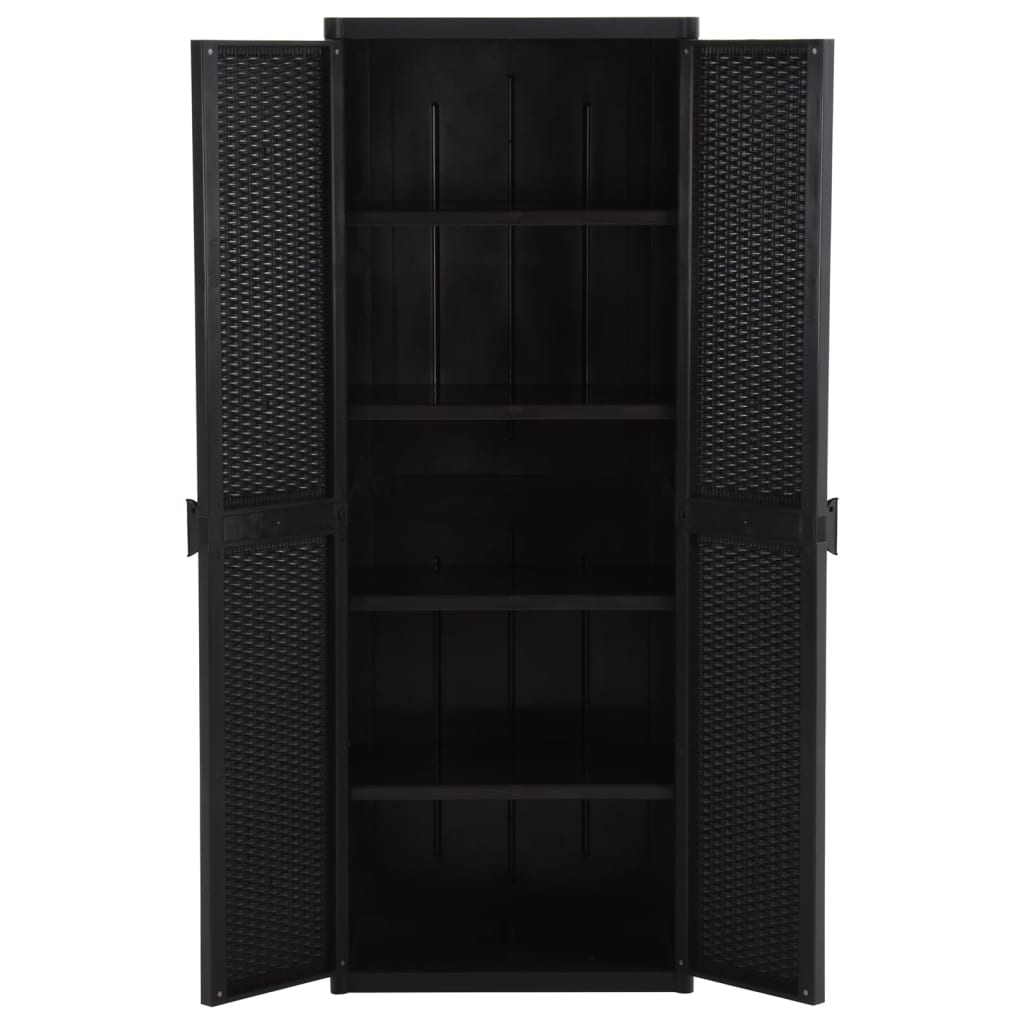 Vrtni ormarić za pohranu crni 65 x 45 x 172 cm PP ratan
