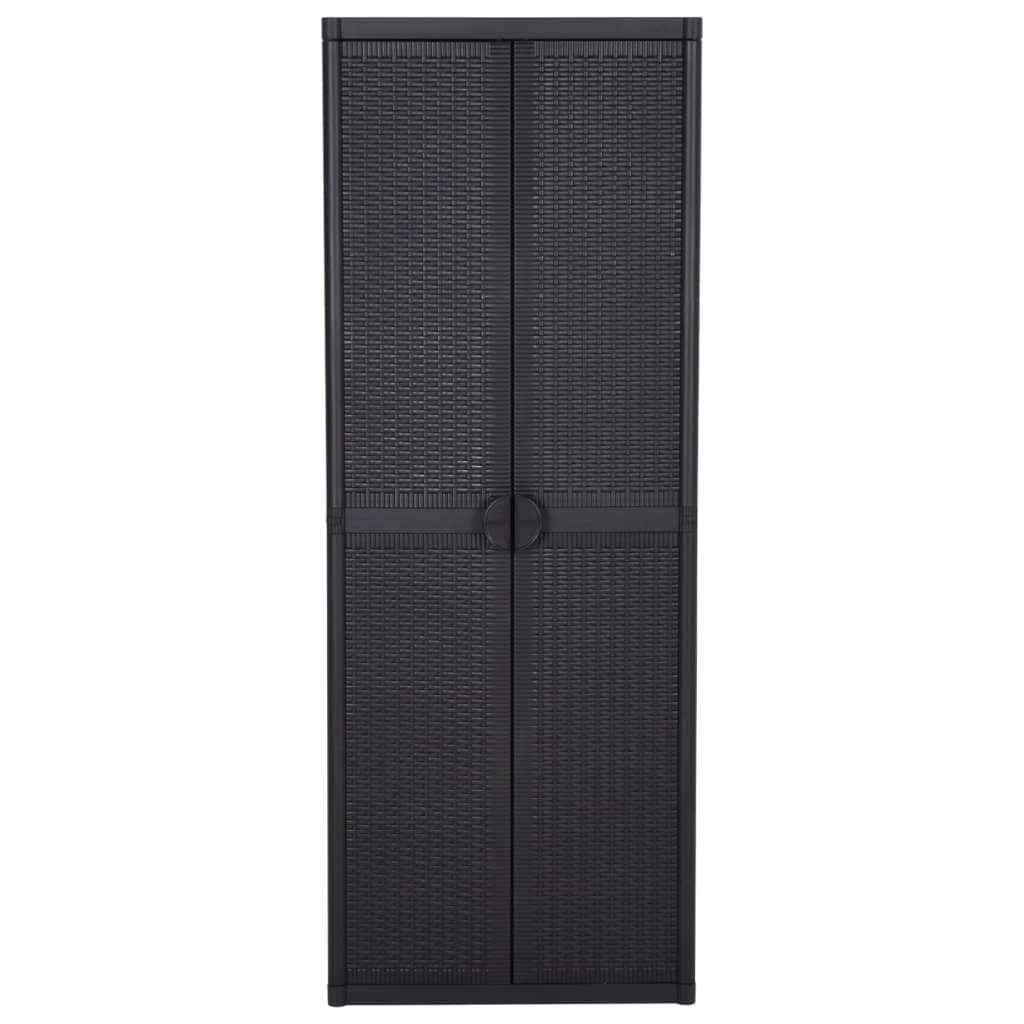 Vrtni ormarić za pohranu crni 65 x 45 x 172 cm PP ratan