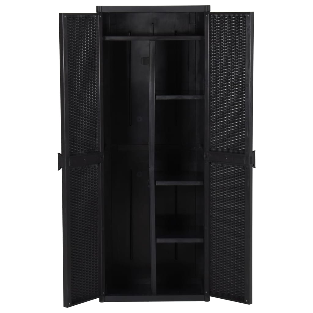 Vrtni ormarić za pohranu crni 65 x 45 x 172 cm PP ratan