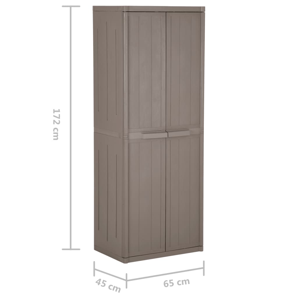 Vrtni ormarić za pohranu smeđi 65x45x172 cm PP s izgledom drva