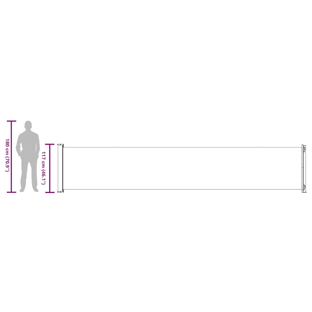 Uvlačiva bočna tenda za terasu 117 x 600 cm siva