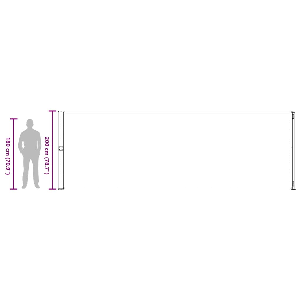 Uvlačiva bočna tenda za terasu 200 x 600 cm siva