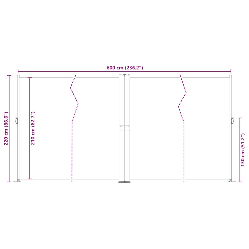 Uvlačiva bočna tenda plava 200 x 600 cm