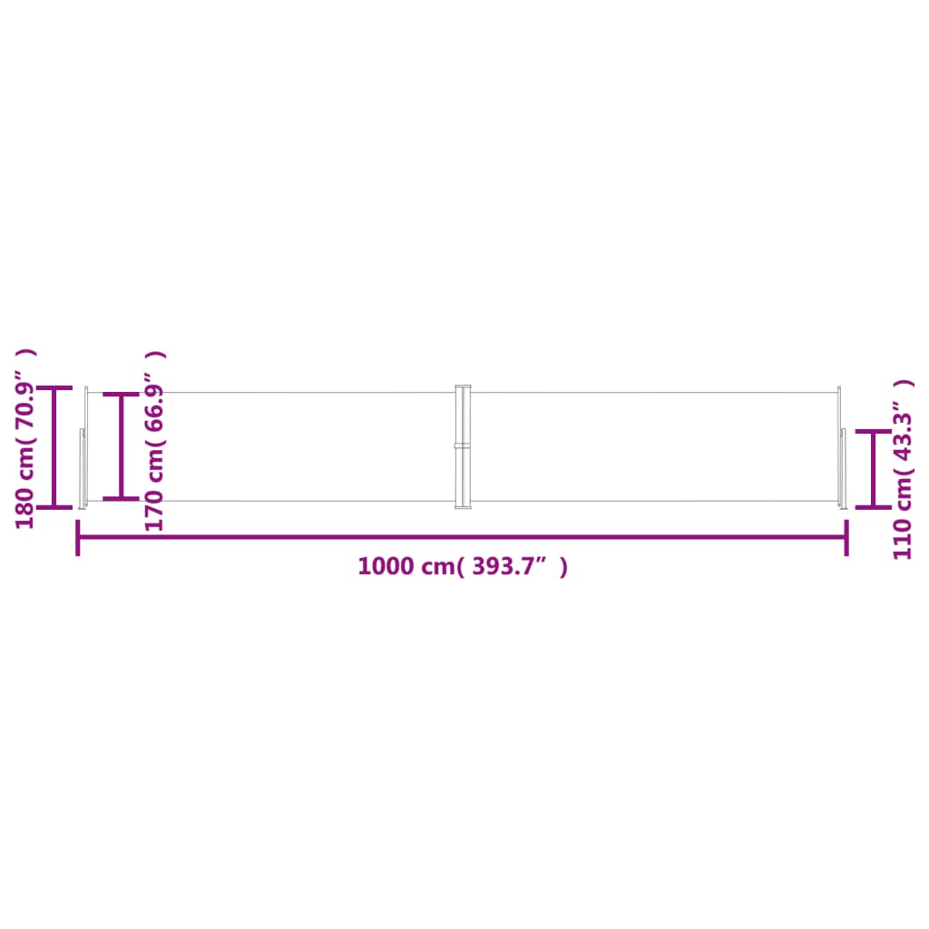 Uvlačiva bočna tenda krem 180 x 1000 cm