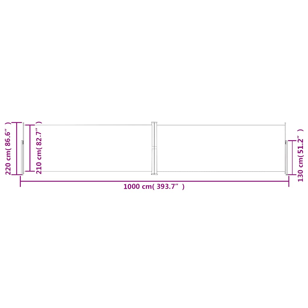 Uvlačiva bočna tenda smeđa 220 x 1000 cm
