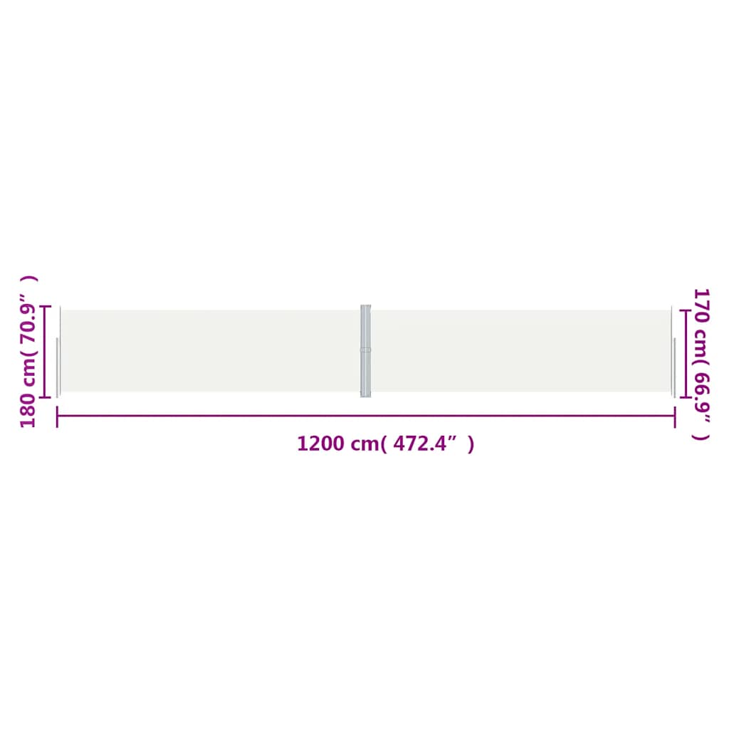 Uvlačiva bočna tenda krem 180 x 1200 cm