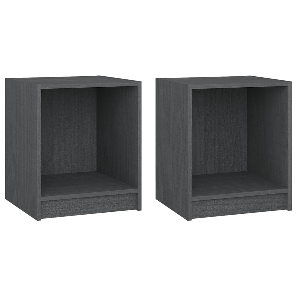 Noćni ormarići 2 kom sivi 35,5 x 33,5 x 41,5 cm od borovine