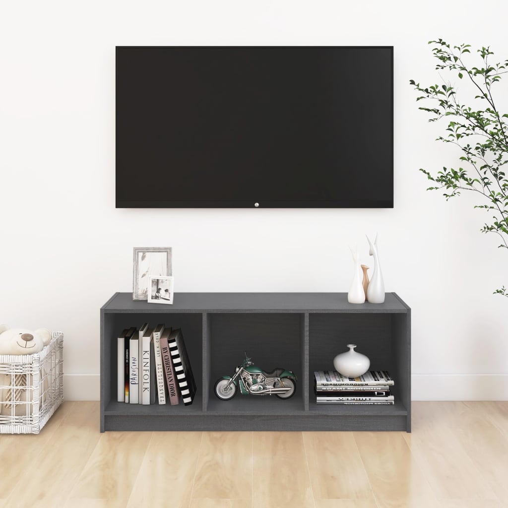TV ormarić sivi 104 x 33 x 41 cm od masivne borovine