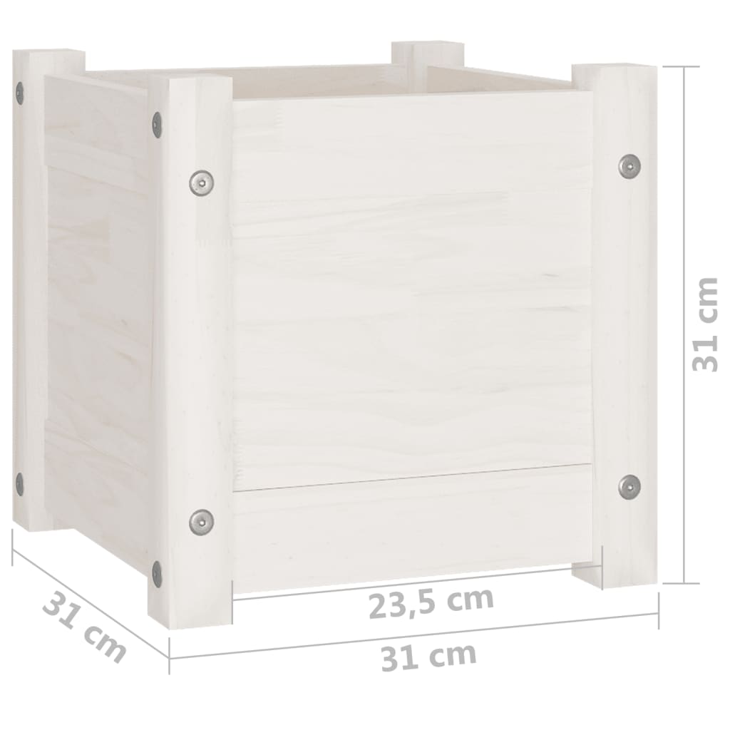 Vrtna sadilica bijela 31 x 31 x 31 cm od masivne borovine