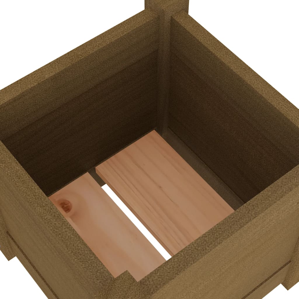 Vrtna sadilica smeđa boja meda 31x31x31 cm od masivne borovine