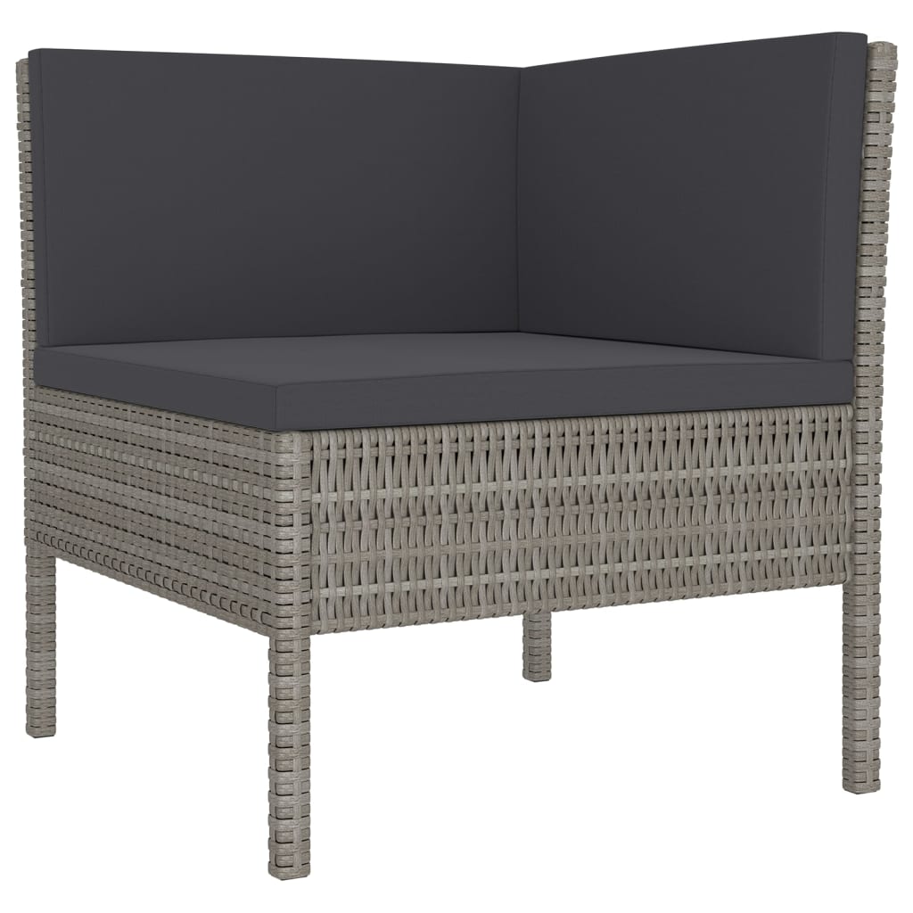 11-dijelna vrtna garnitura od poliratana s jastucima siva