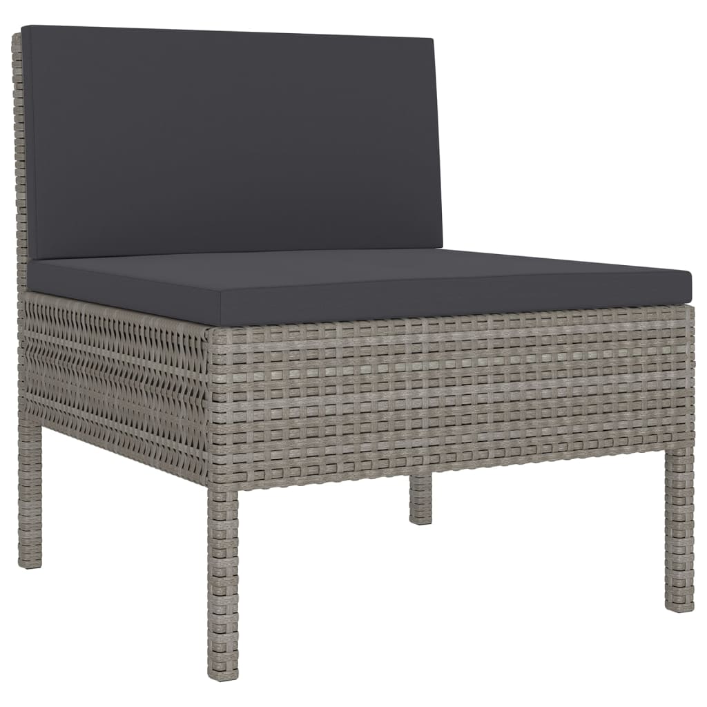 7-dijelna vrtna garnitura od poliratana s jastucima siva