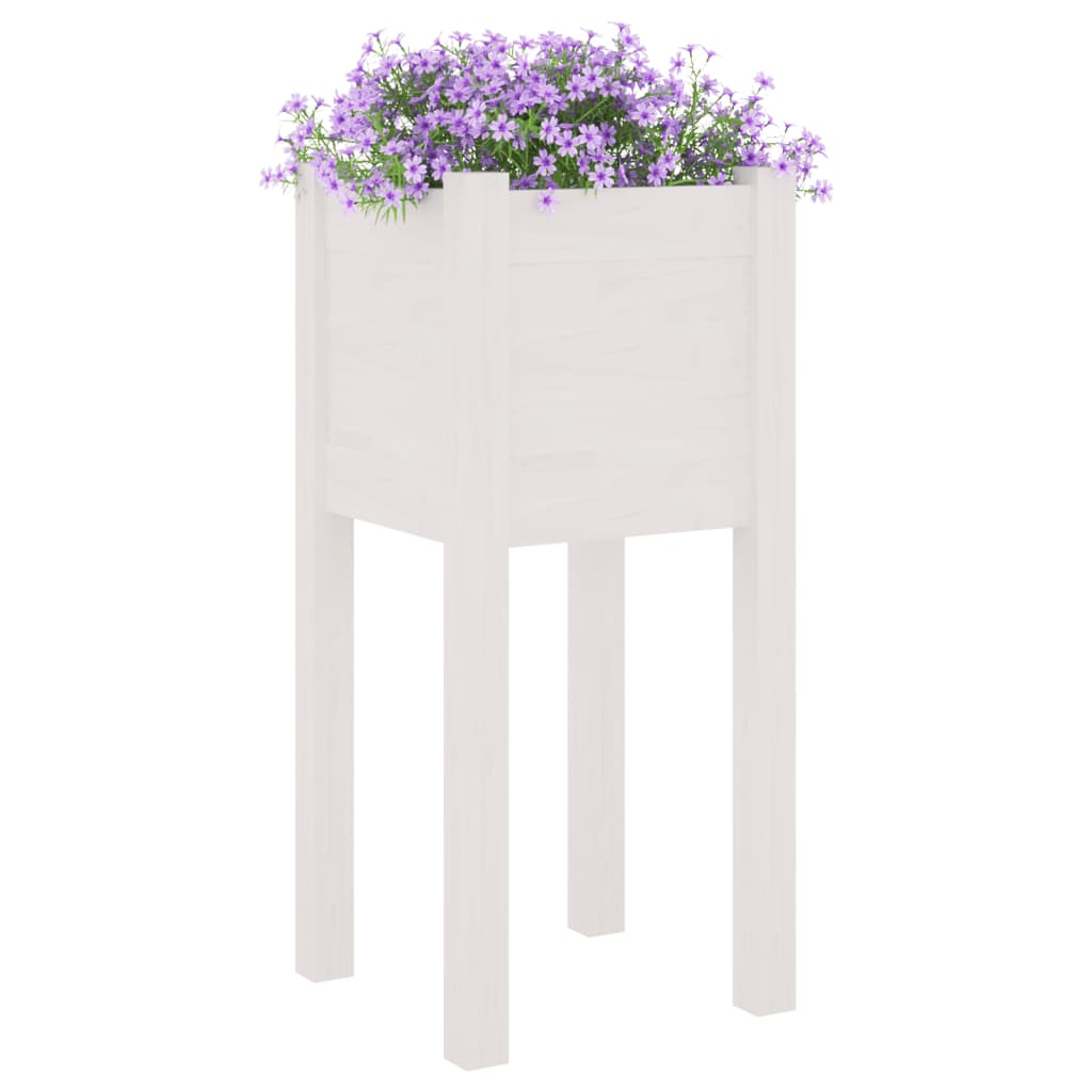 Vrtne sadilice 2 kom bijele 31 x 31 x 70 cm od masivne borovine