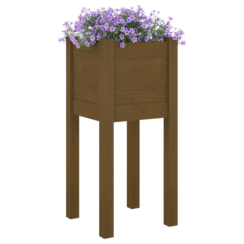 Vrtna sadilica smeđa boja meda 31x31x70 cm od masivne borovine
