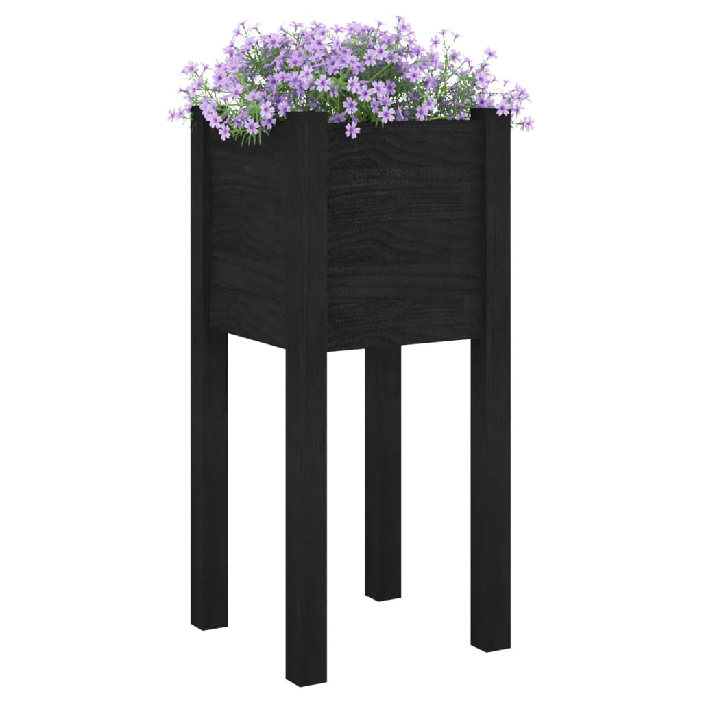 Vrtna sadilica crna 31 x 31 x 70 cm od masivne borovine