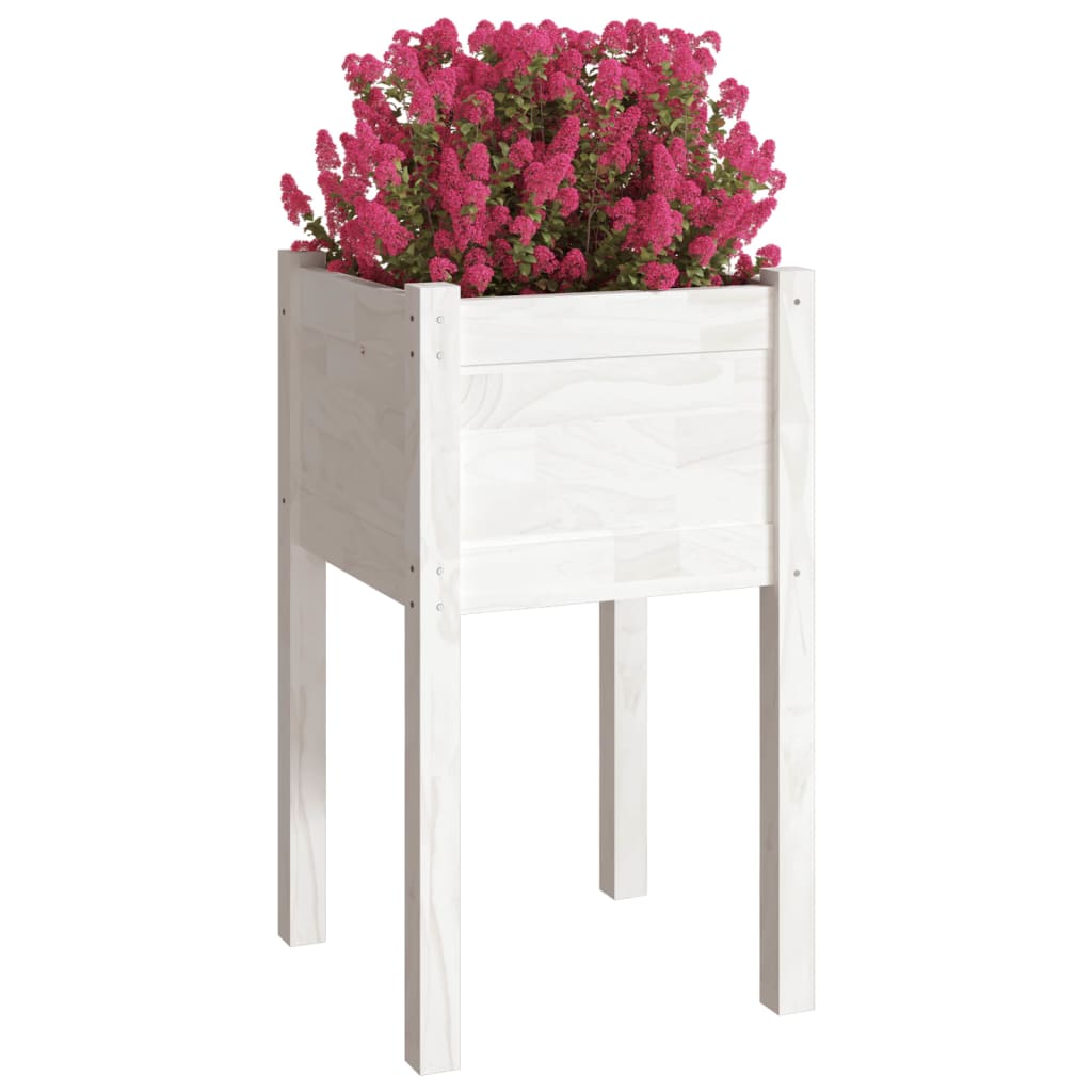 Vrtne sadilice 2 kom bijele 40 x 40 x 70 cm od masivne borovine