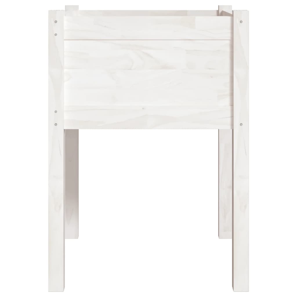 Vrtne sadilice 2 kom bijele 50 x 50 x 70 cm od masivne borovine