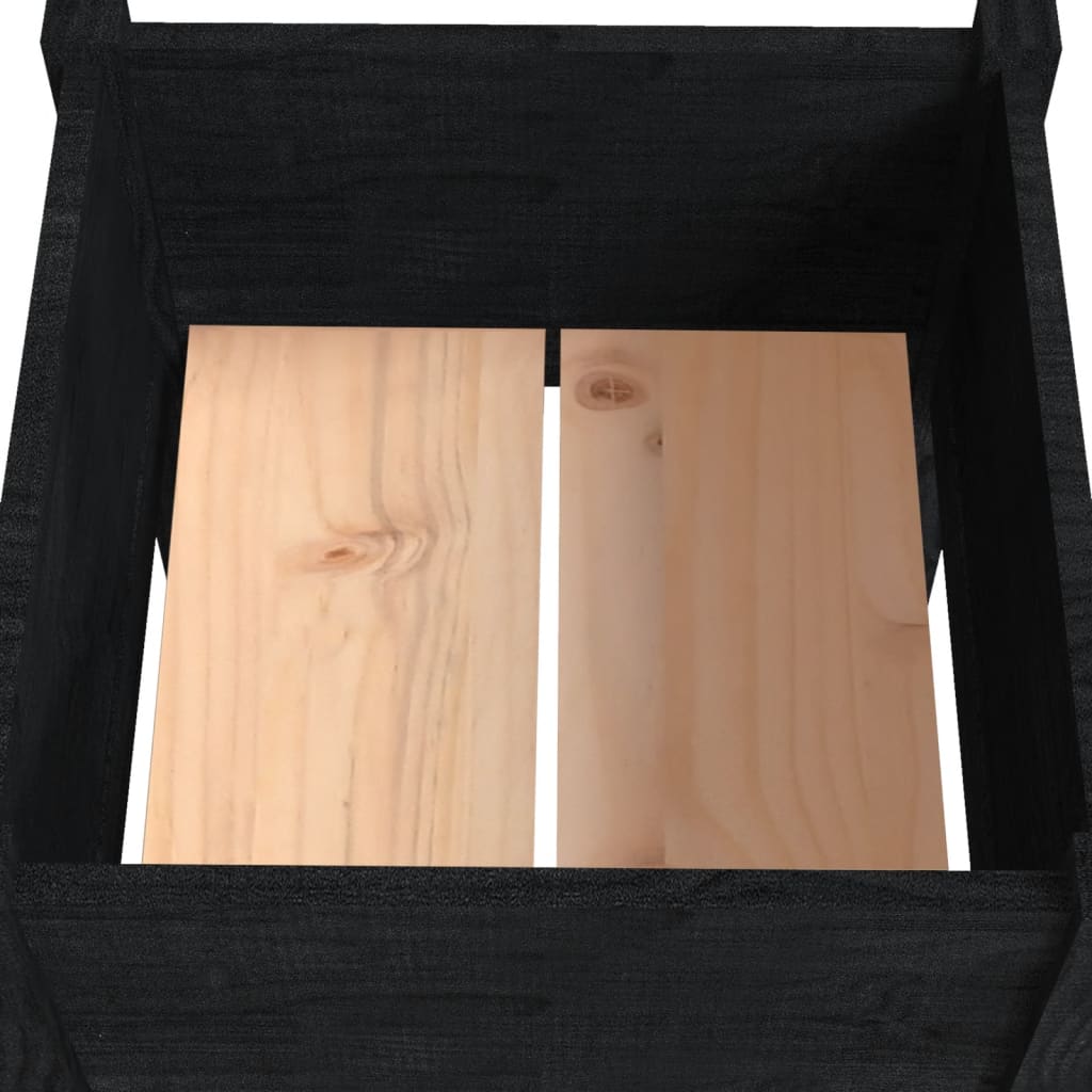 Vrtne sadilice 2 kom crne 50 x 50 x 70 cm od masivne borovine