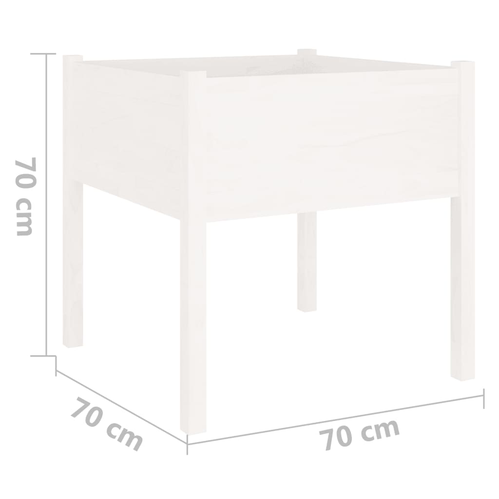 Vrtne sadilice 2 kom bijele 70 x 70 x 70 cm od masivne borovine