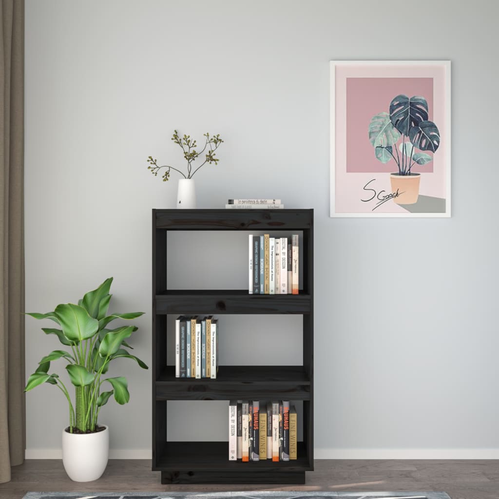 Ormarić za knjige / pregrada crni 60x35x103 cm od borovine
