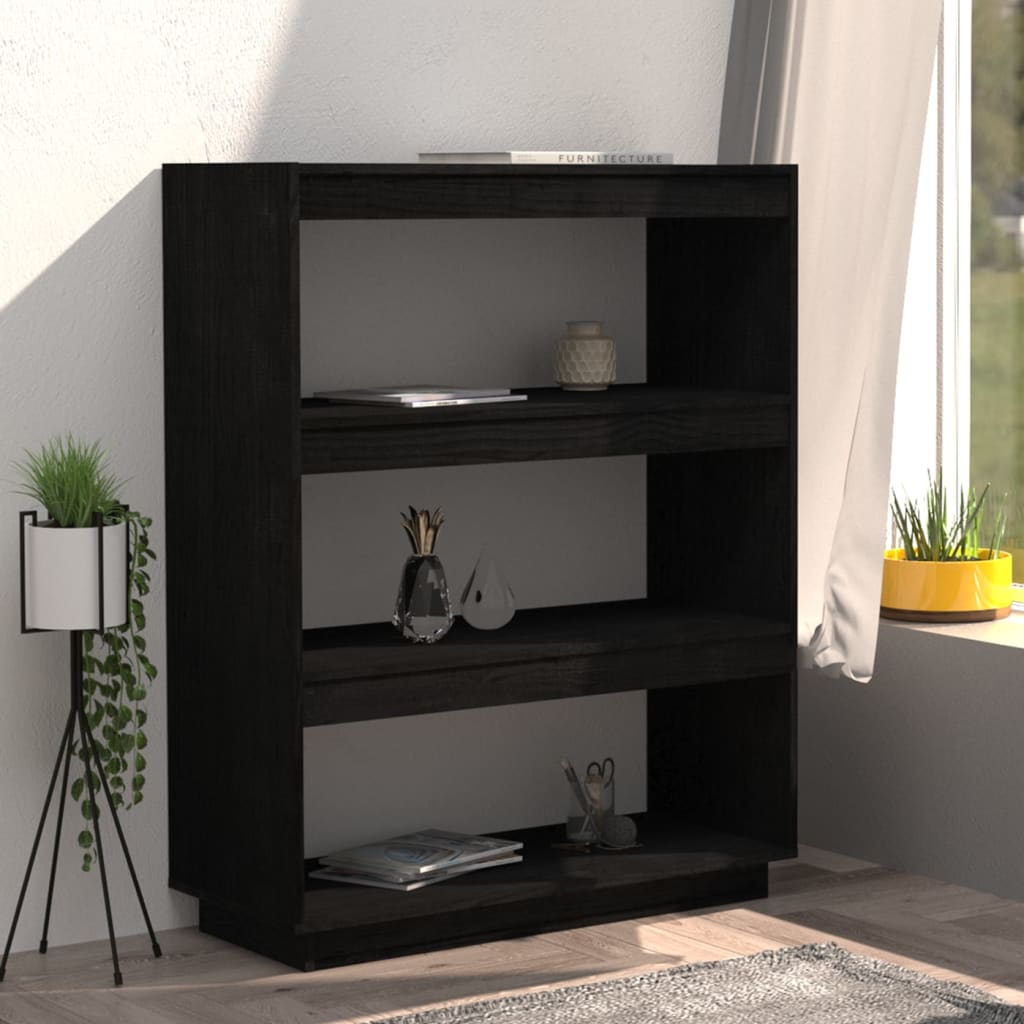Ormarić za knjige / pregrada crni 80x35x103 cm od borovine