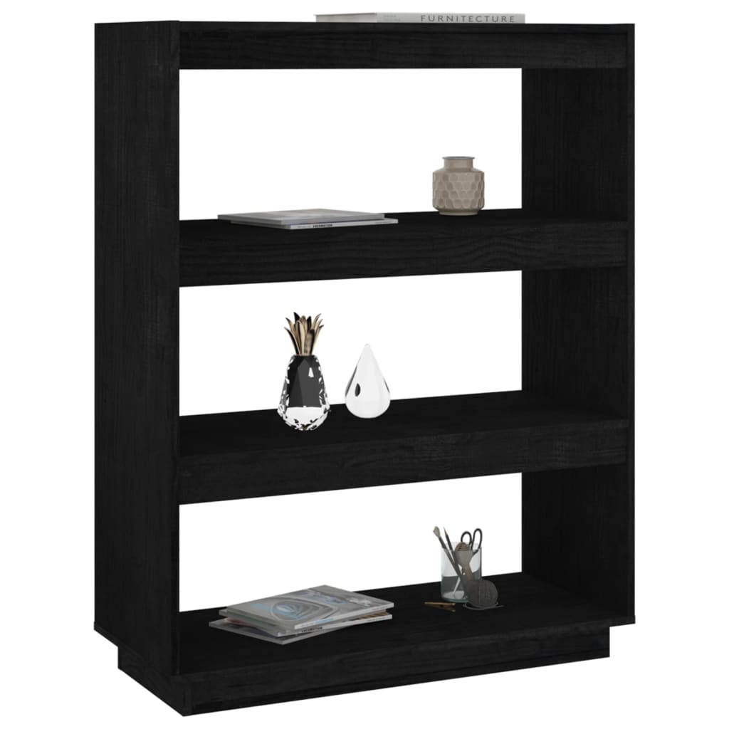 Ormarić za knjige / pregrada crni 80x35x103 cm od borovine