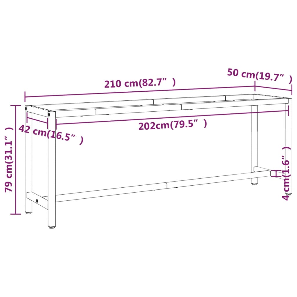 Okvir za radni stol mat crni i mat crveni 210x50x79 cm metalni