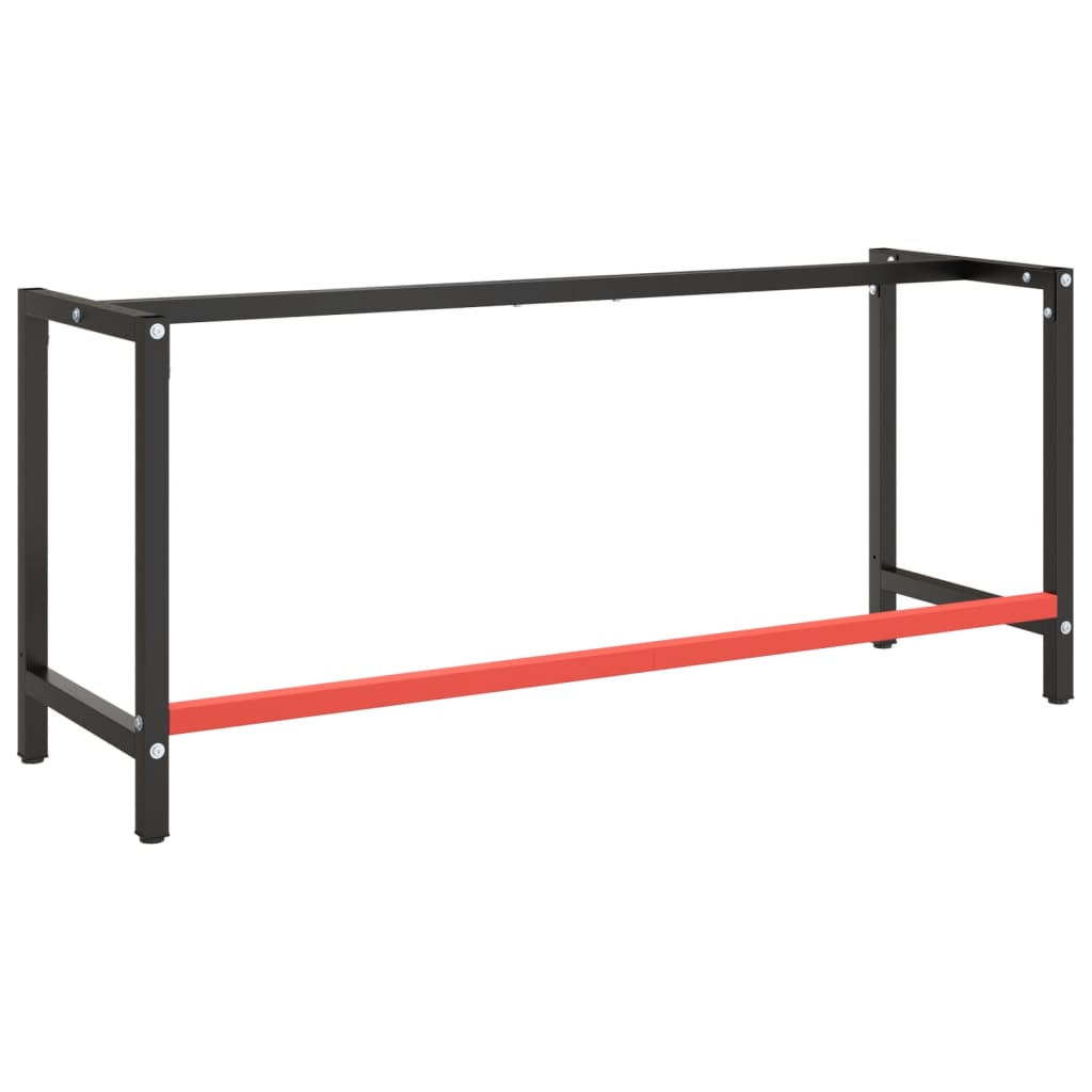 Okvir za radni stol mat crni i mat crveni 180x57x79 cm metalni
