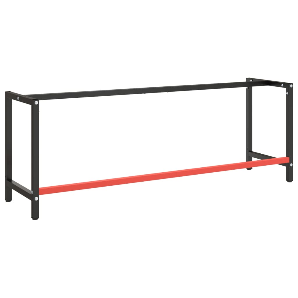 Okvir za radni stol mat crni i mat crveni 220x57x79 cm metalni