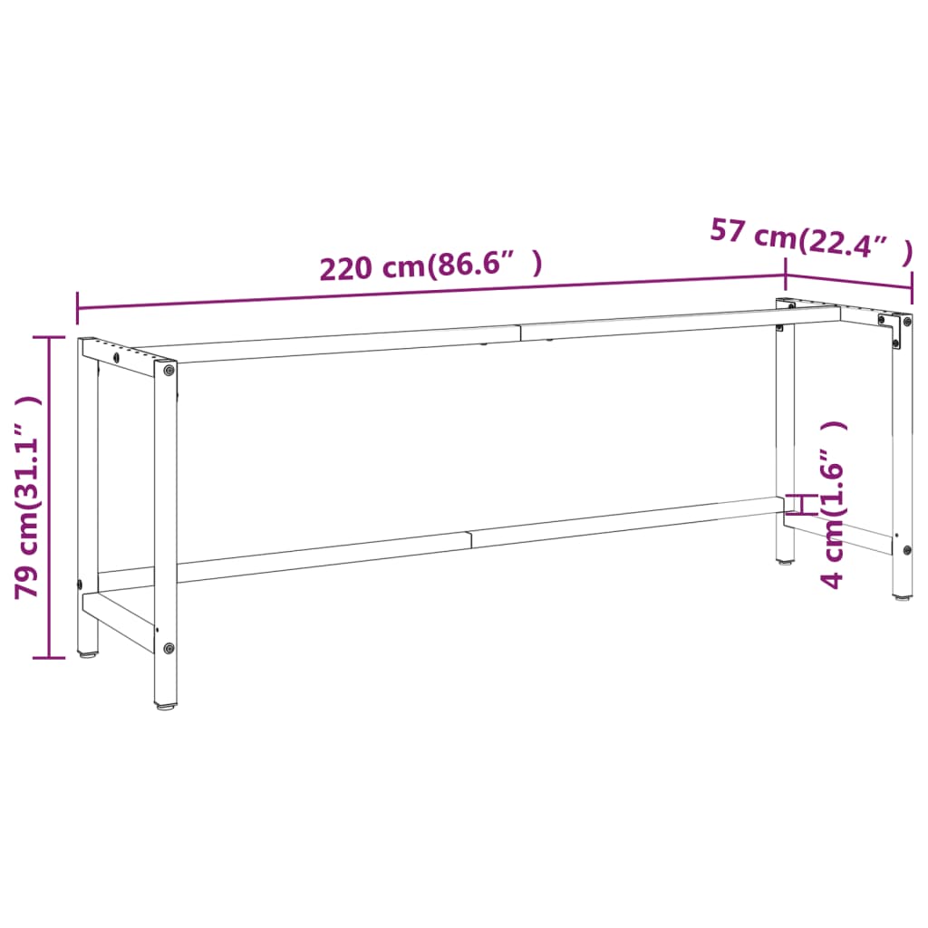 Okvir za radni stol mat crni i mat crveni 220x57x79 cm metalni