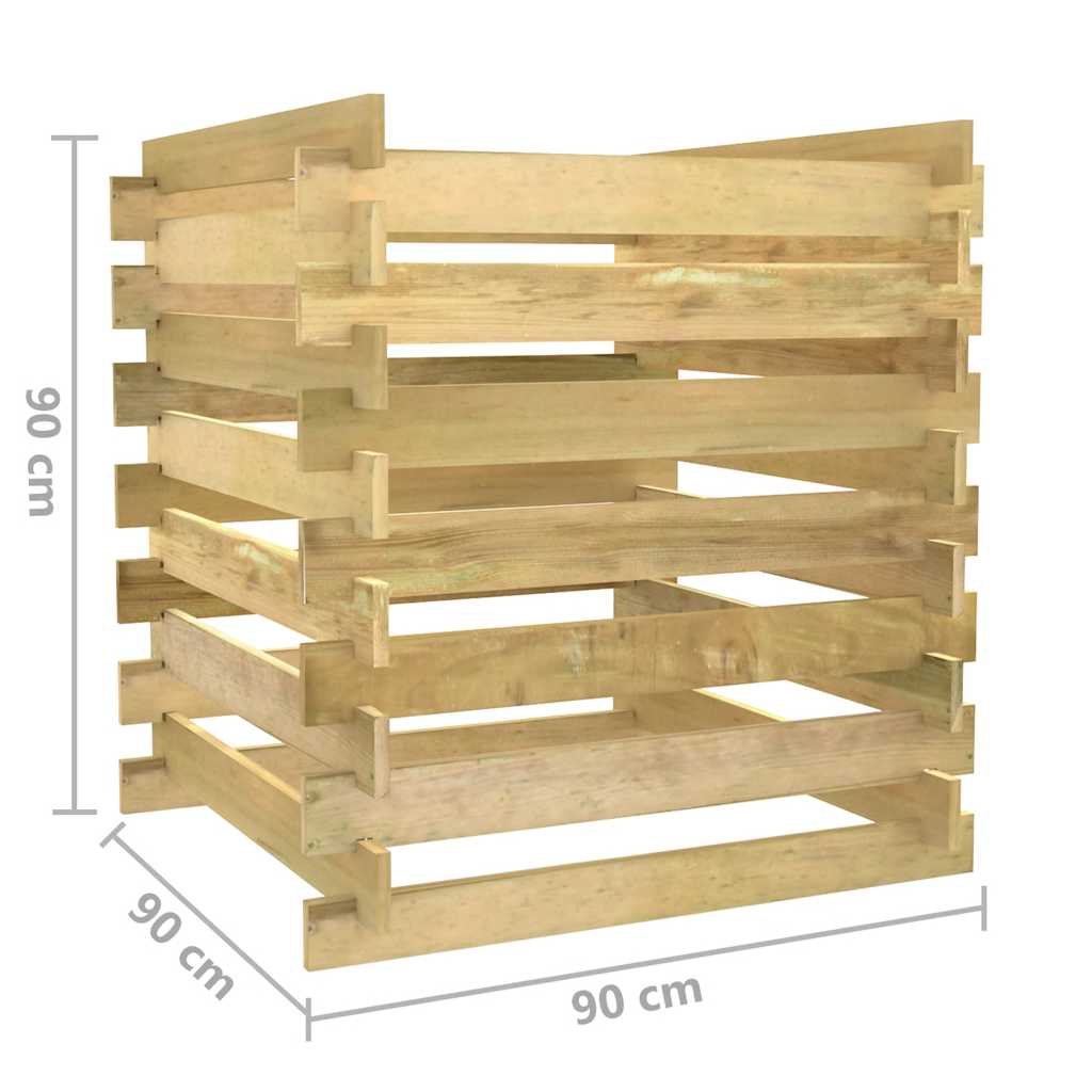 Rešetkasti vrtni komposter 90x90x90 cm od impregnirane borovine