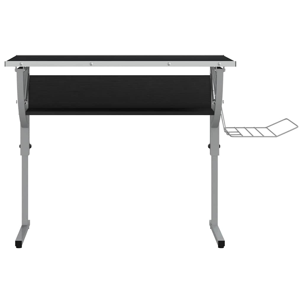 Radni stol crno-sivi 110x53x(58-87) konstruirano drvo i čelik