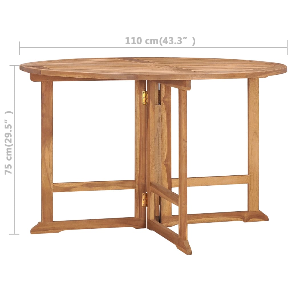 Sklopivi vrtni blagovaonski stol Ø110x75 cm od masivne tikovine