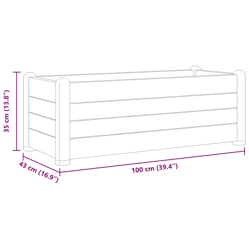 Povišena vrtna gredica PP siva boja kamena 100 x 43 x 35 cm