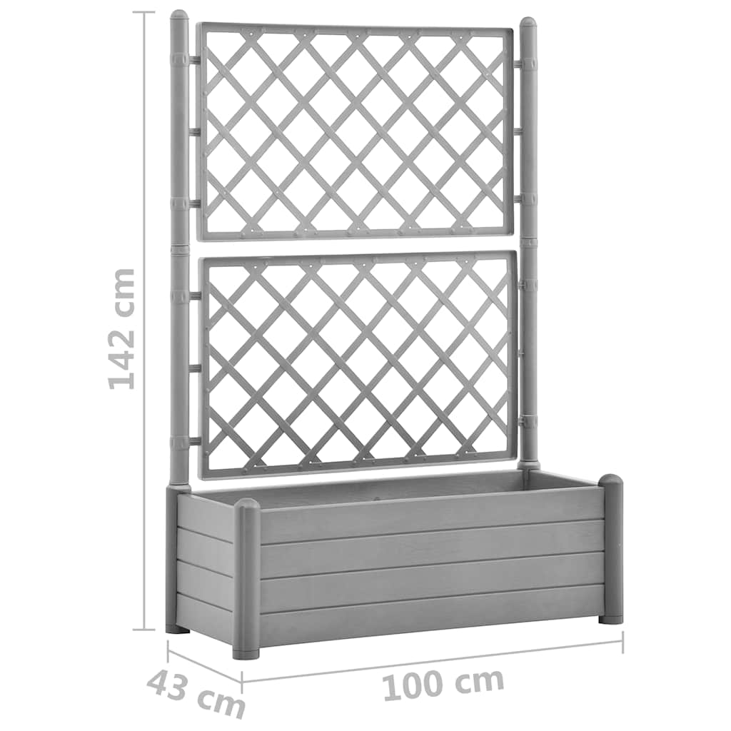 Vrtna sadilica s rešetkom 100 x 43 x 142 cm PP siva boja kamena