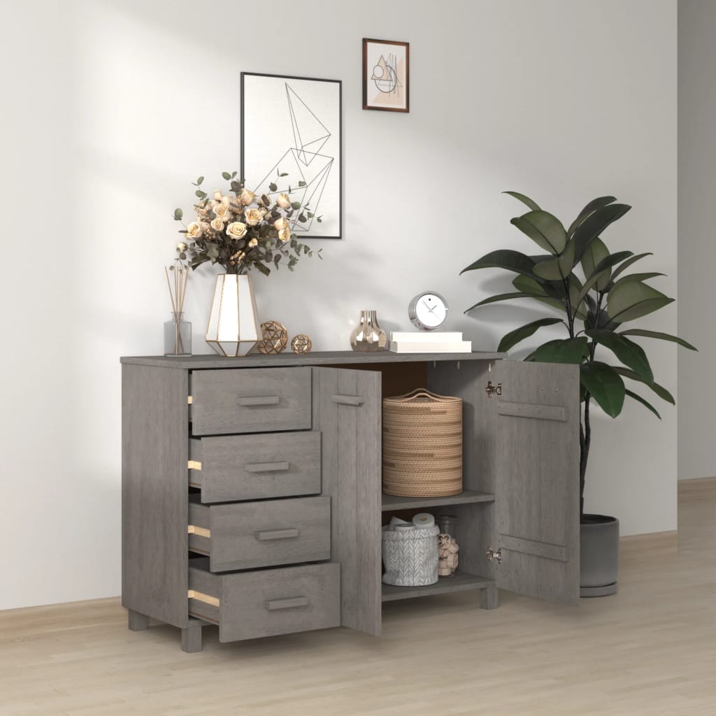 Komoda HAMAR svjetlosiva 113 x 40 x 80 cm od masivne borovine