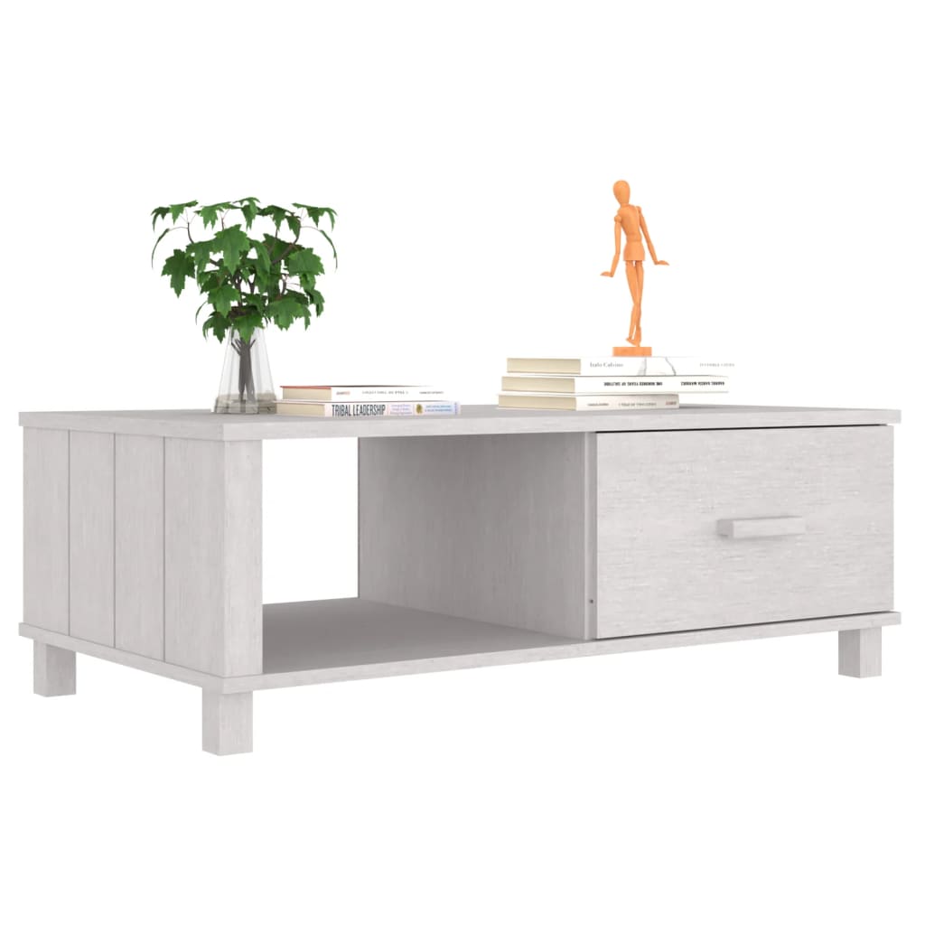Stolić za kavu HAMAR bijeli 100x55x35 cm od masivne borovine