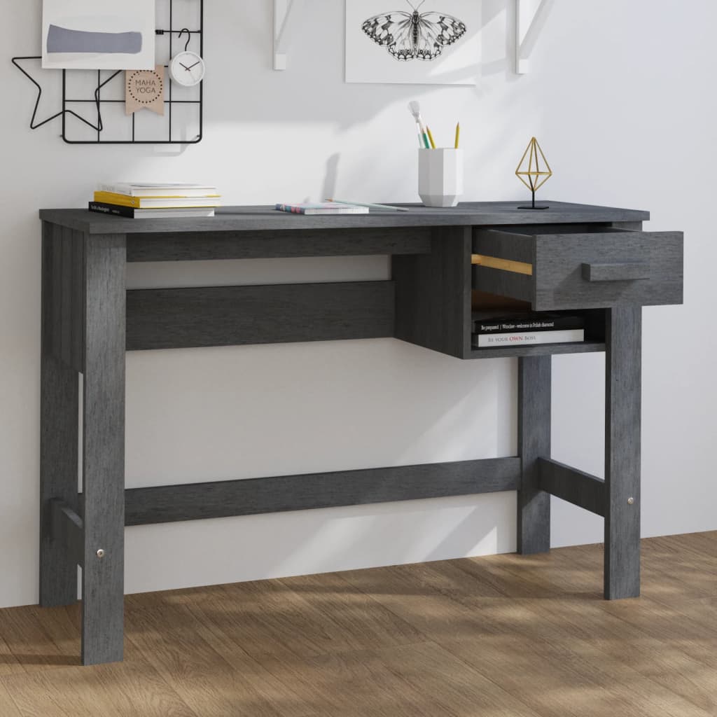 Radni stol HAMAR tamnosivi 110 x 40 x 75 cm od masivne borovine