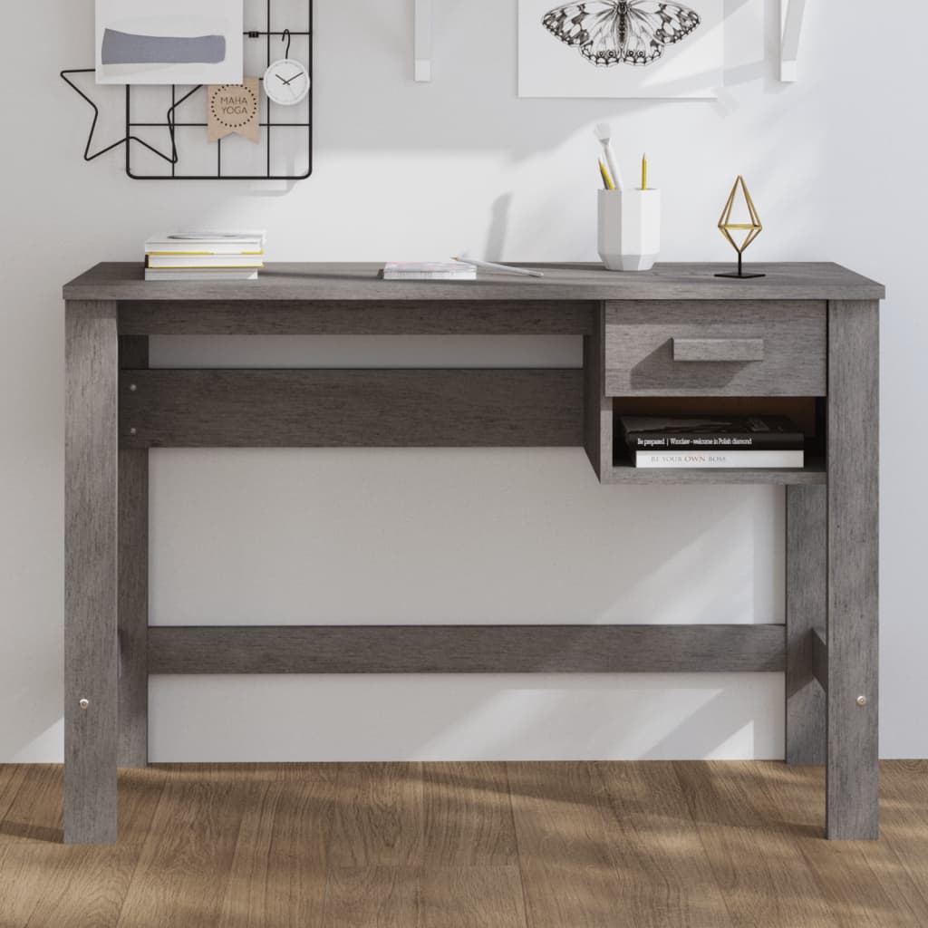 Radni stol HAMAR svjetlosivi 110 x 40 x 75 cm masivna borovina