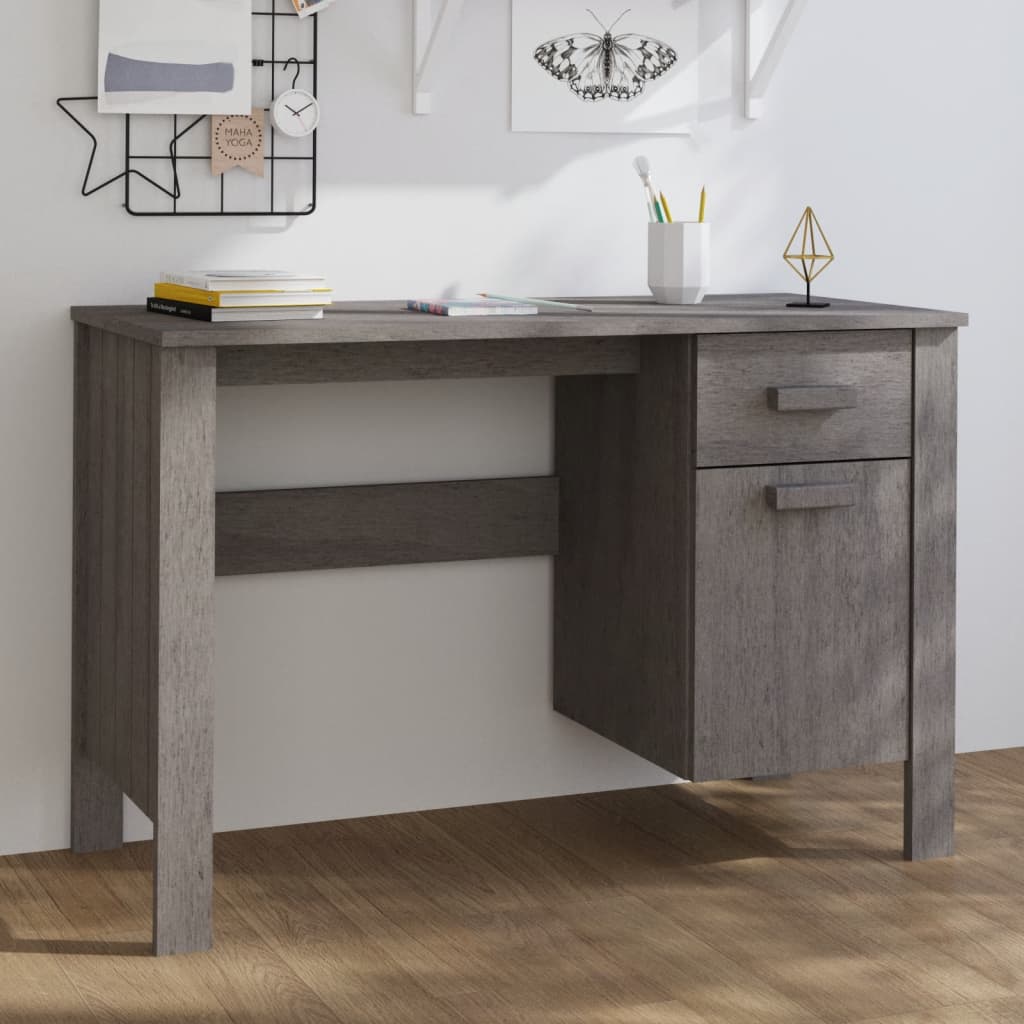 Radni stol HAMAR svjetlosivi 113 x 50 x 75 cm masivna borovina