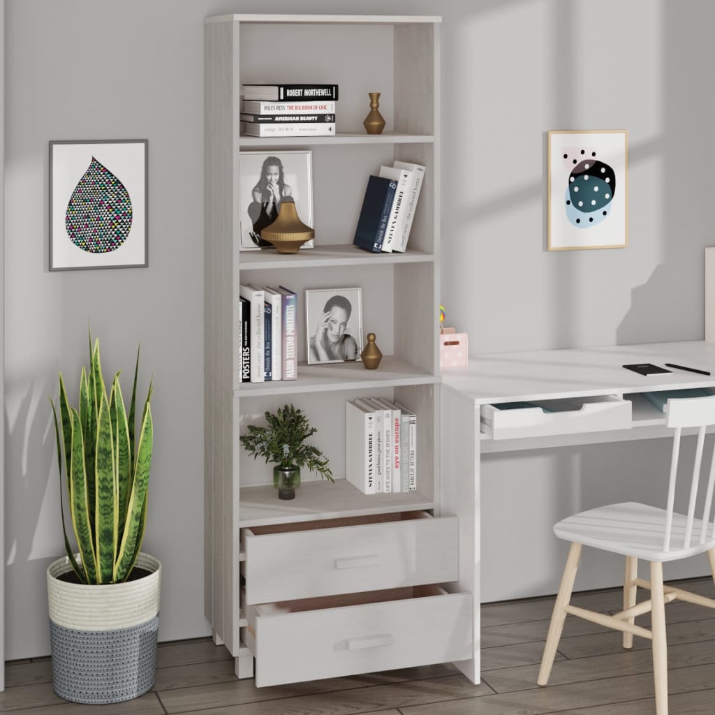 Visoka komoda HAMAR bijela 60 x 35 x 180 cm od masivne borovine