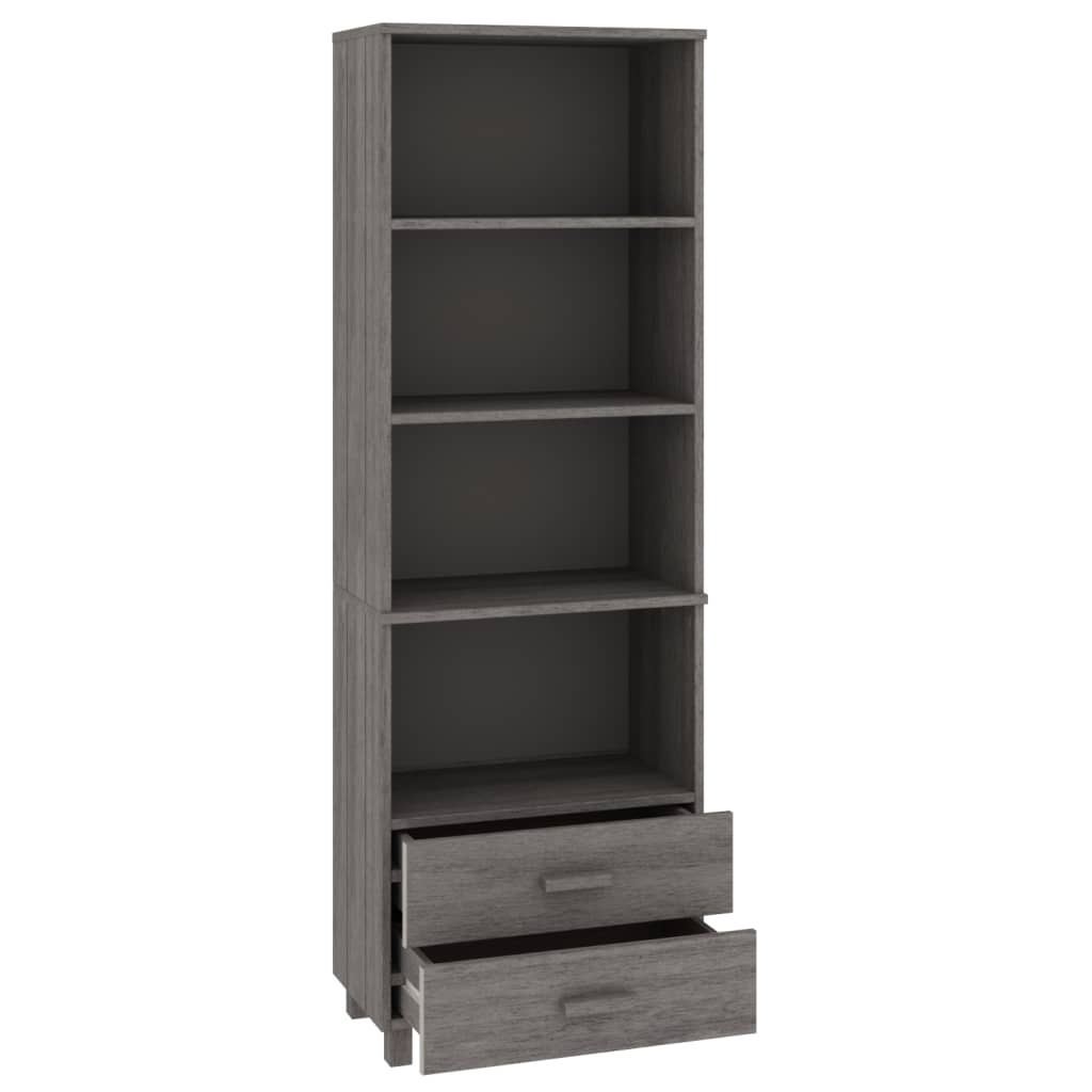 Visoka komoda HAMAR svjetlosiva 60x35x180 cm masivna borovina