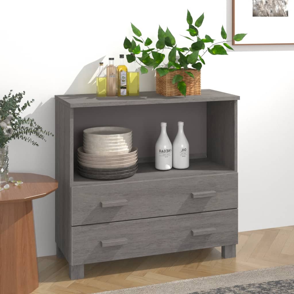 Komoda HAMAR svjetlosiva 85 x 35 x 80 cm od masivne borovine
