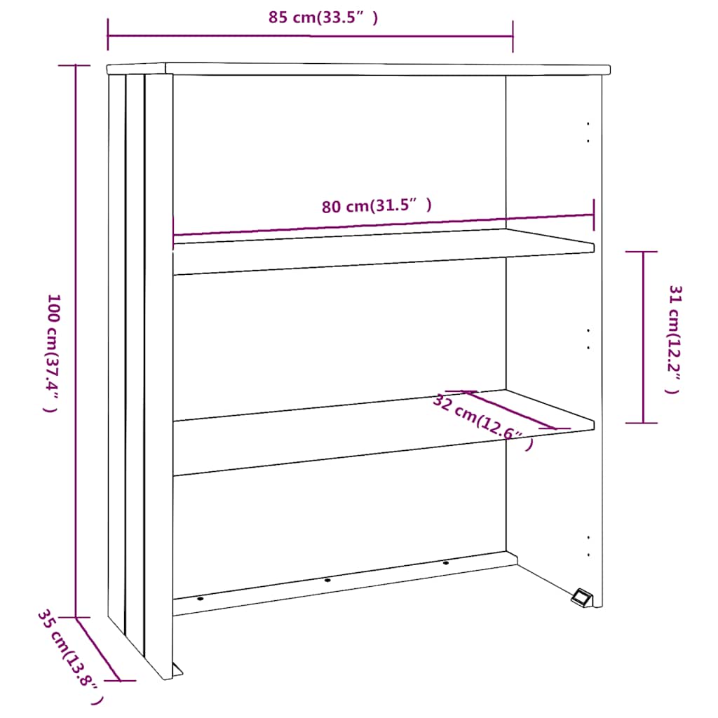 Gornji element za komodu HAMAR svjetlosivi 85x35x100cm borovina