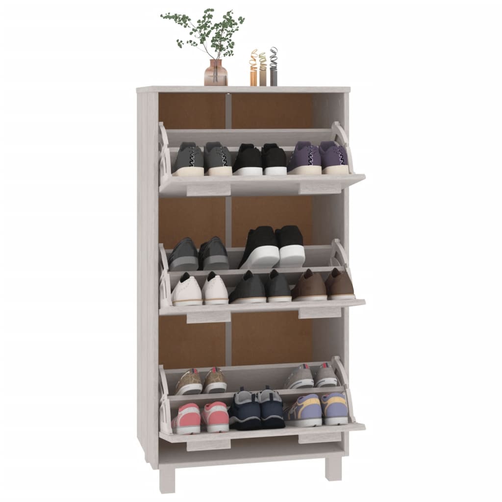 Ormarić za cipele HAMAR bijeli 59,5x35x117 cm masivna borovina