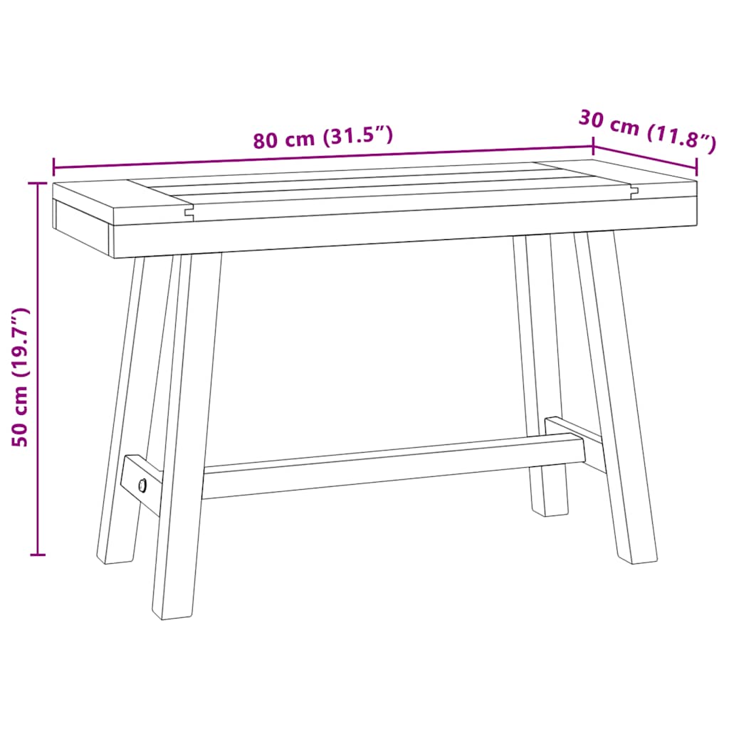 Klupa 80 cm od masivne tikovine