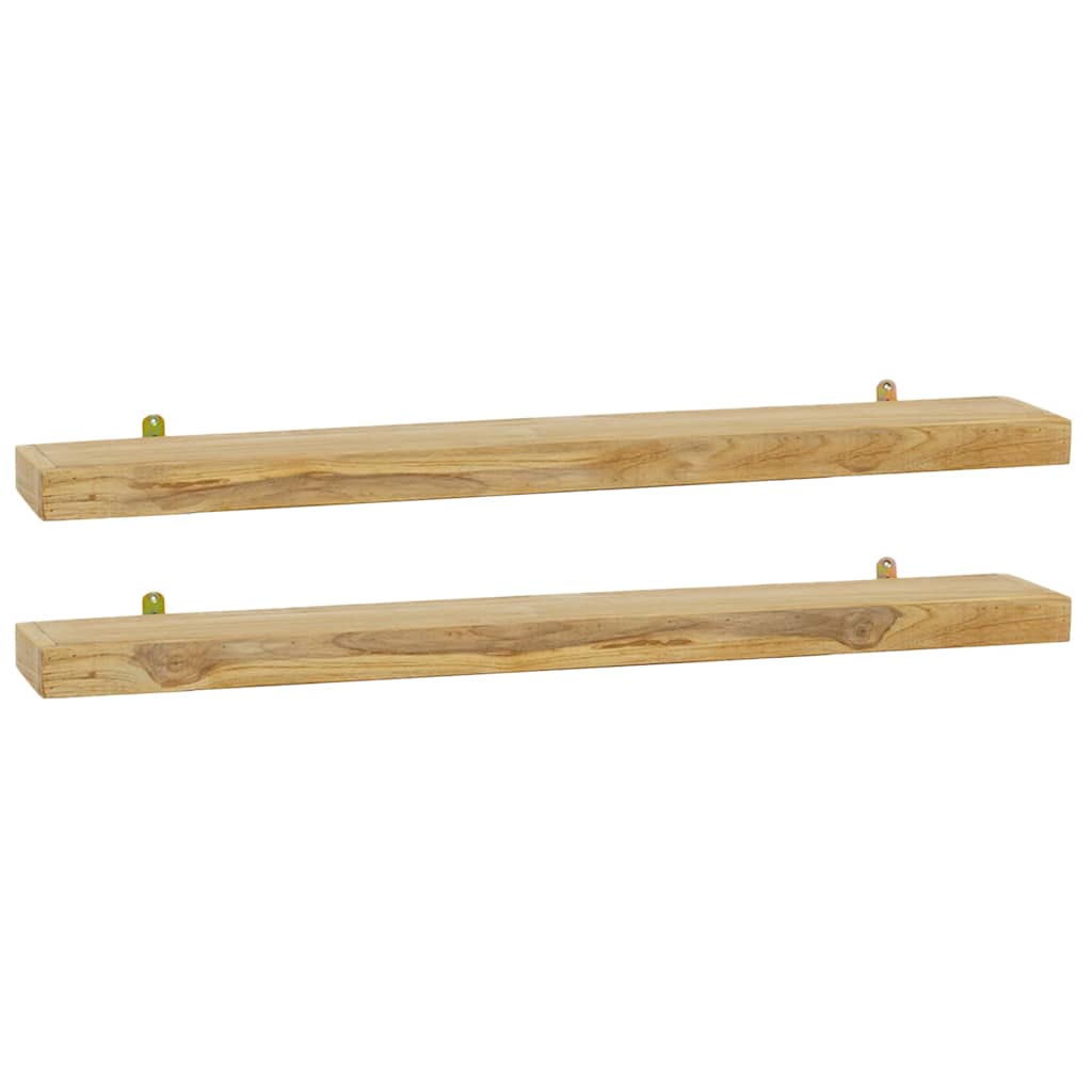 Zidne police 2 kom 90 x 15 x 4 cm od masivne tikovine