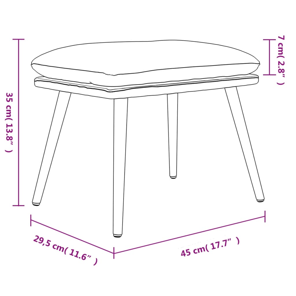 Tabure crni 45x29,5x35 cm od tkanine i umjetne kože