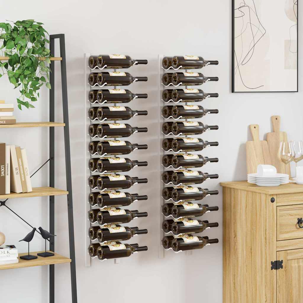 Zidni stalak za vino za 24 boce 2 kom bijeli željezni